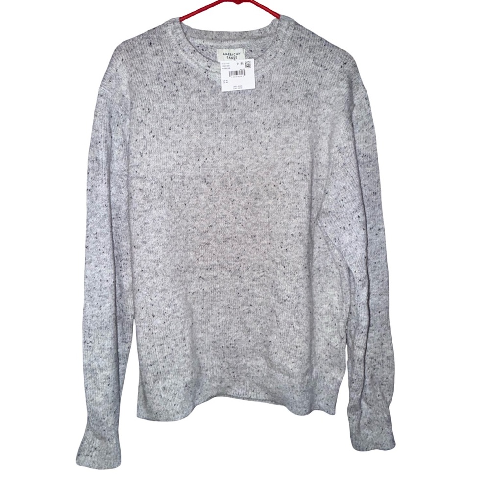 American Eagle Outfitters Light Gray Speckled Crewneck Sweater